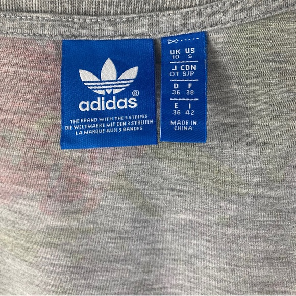 Adidas Original Grey Trefoil Floral Women’s T-shirt - Picture 6 of 7